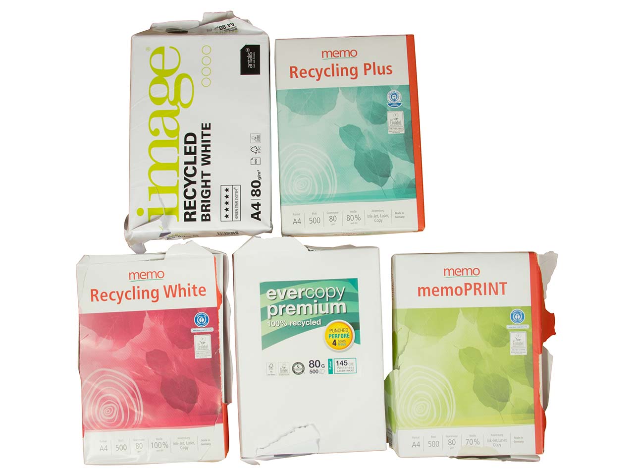 B-Ware Kopierpapier DIN A4, gemischte Ausführungen, 5 Pack, 2.500 Blatt