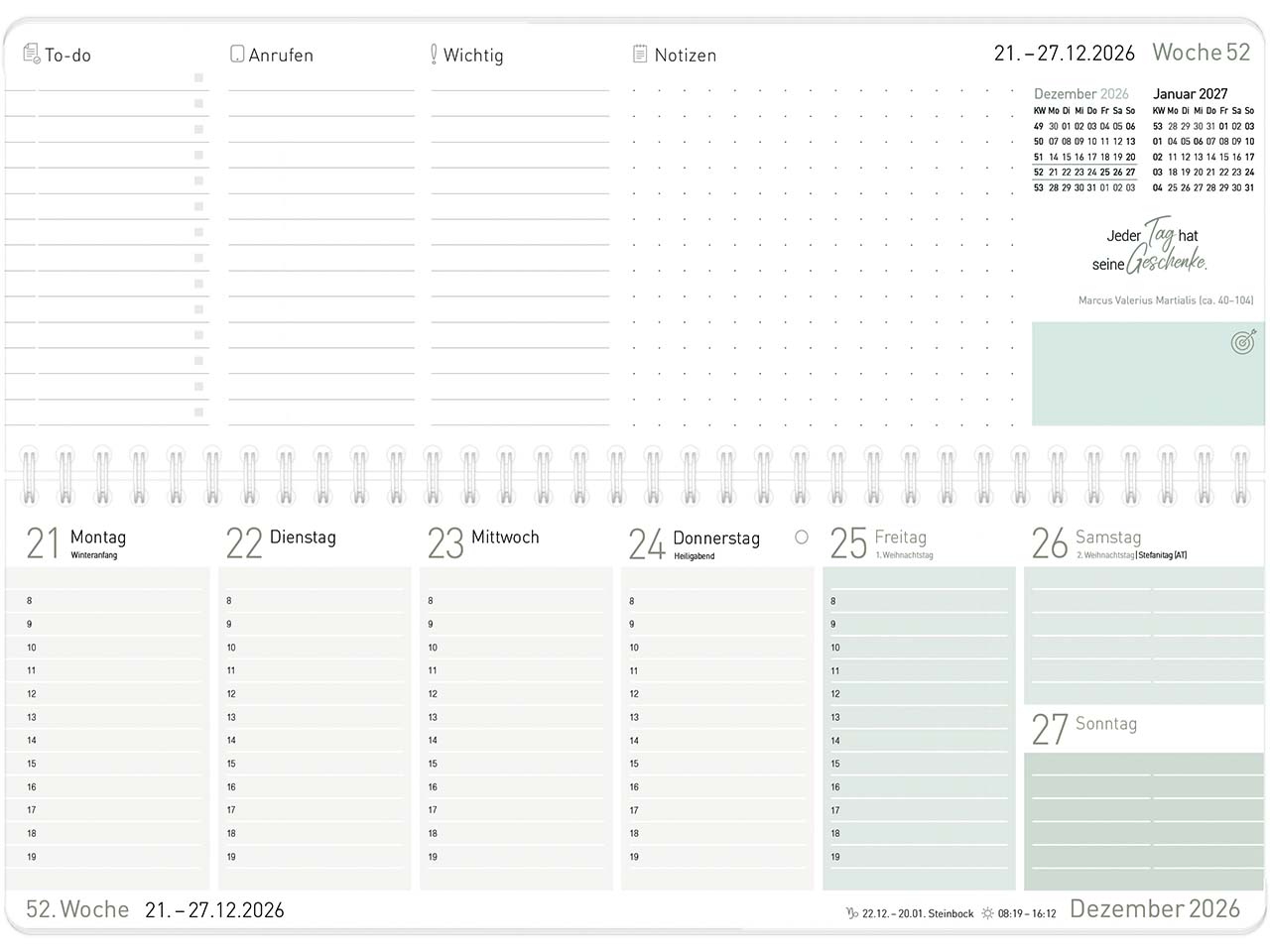 Häfft Tischkalender mit Aufsteller 2026, Blattgold