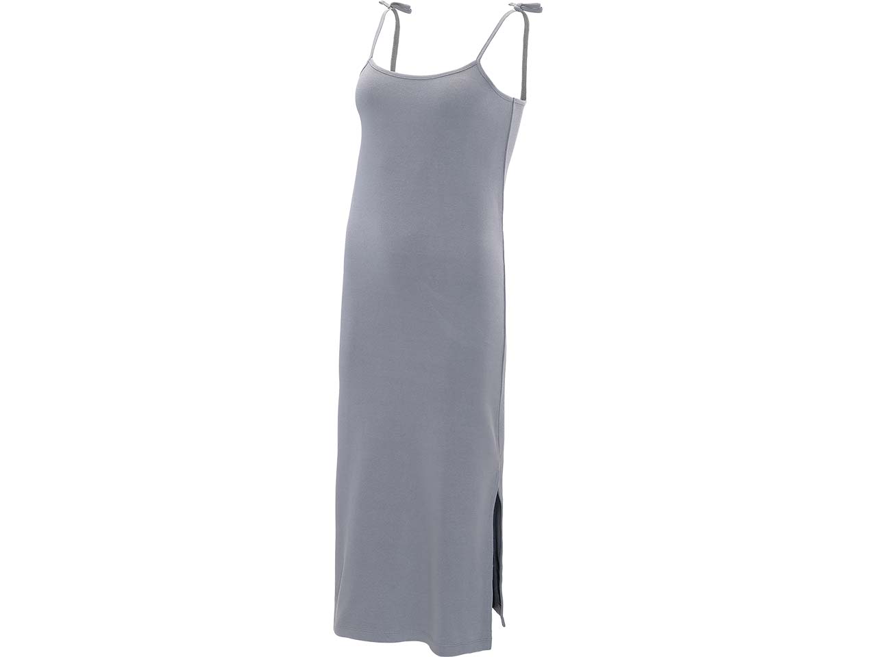 trueStory Bio-Damen-Midi-Kleid 'FRAYA' mit Bindeträgern, stone grey, Gr. S