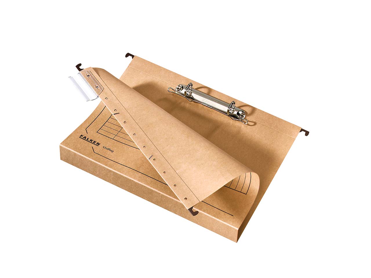 8 Falken Hängesammler "UniReg" mit 2-Ring-Mechanik, 4 cm Boden braun