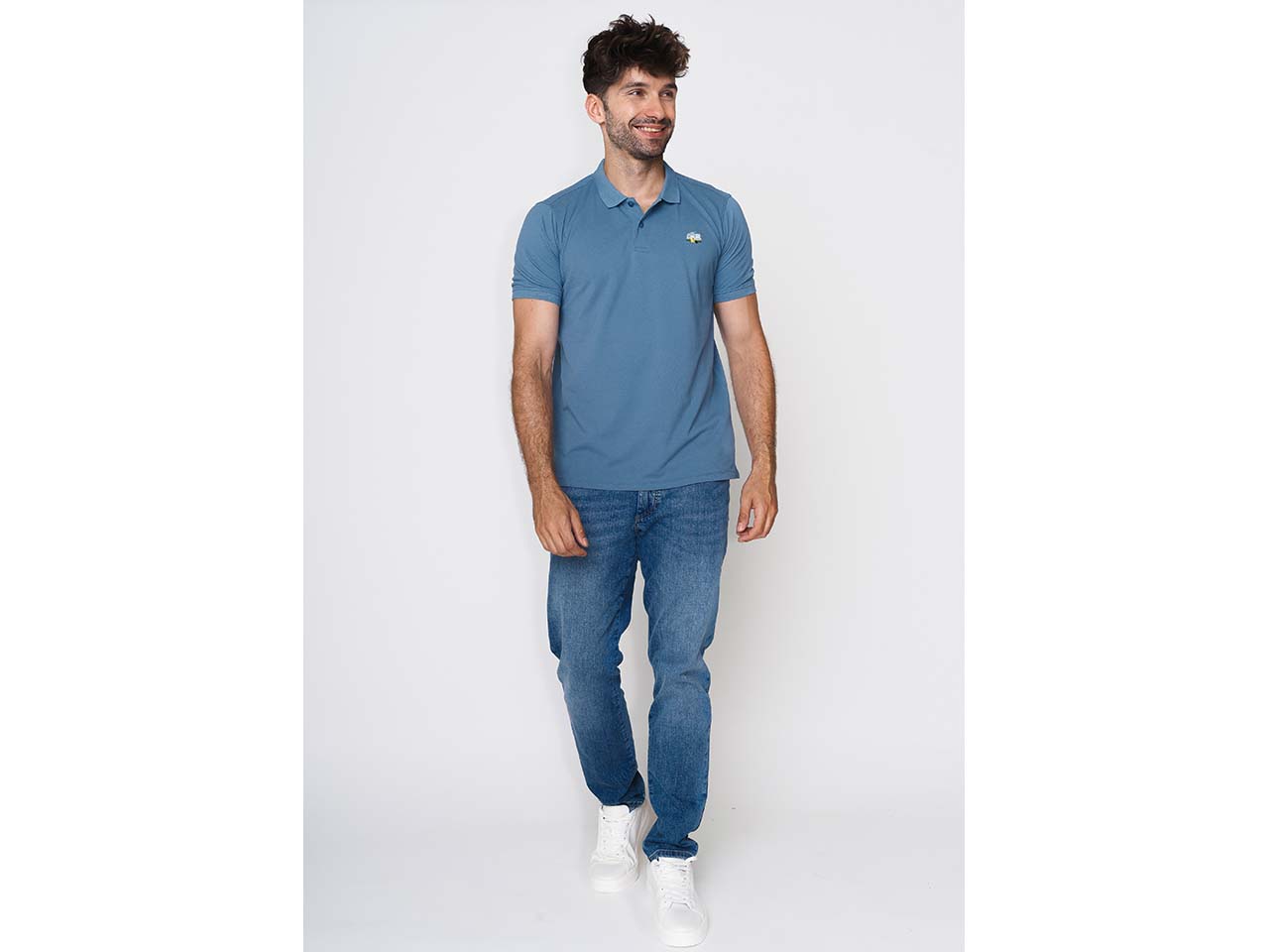 GREENBOMB Bio-Herren-Polo-Shirt "Caravan" mit Stickerei, sloppy blue, Gr. M