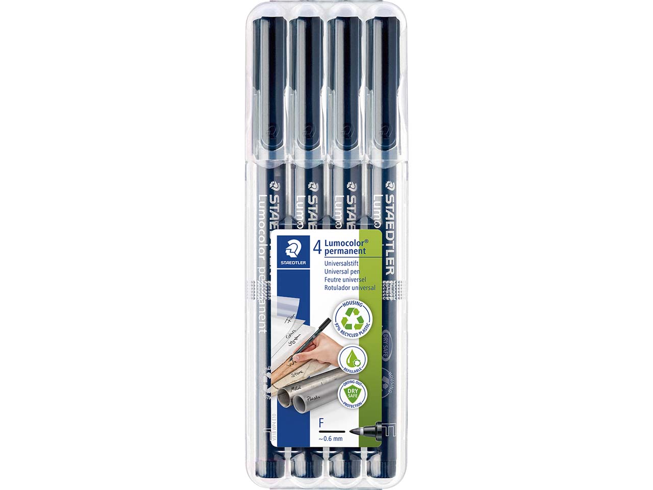 4 STAEDTLER Universalstifte "Lumocolor 318" fein schwarz permanent
