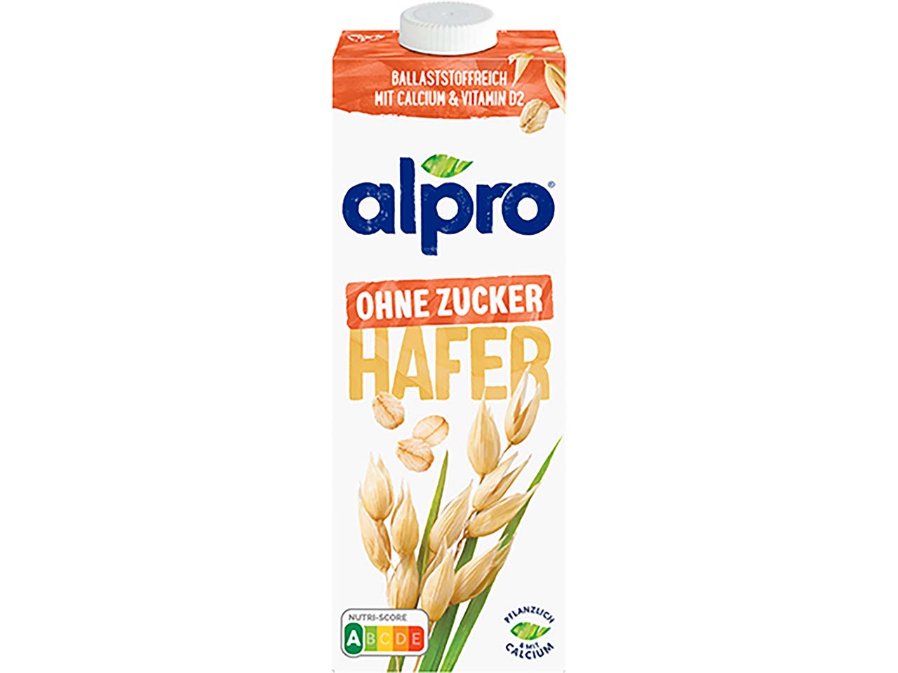 alpro Bio-Haferdrink, ohne Zucker, Milchalternative, 1l