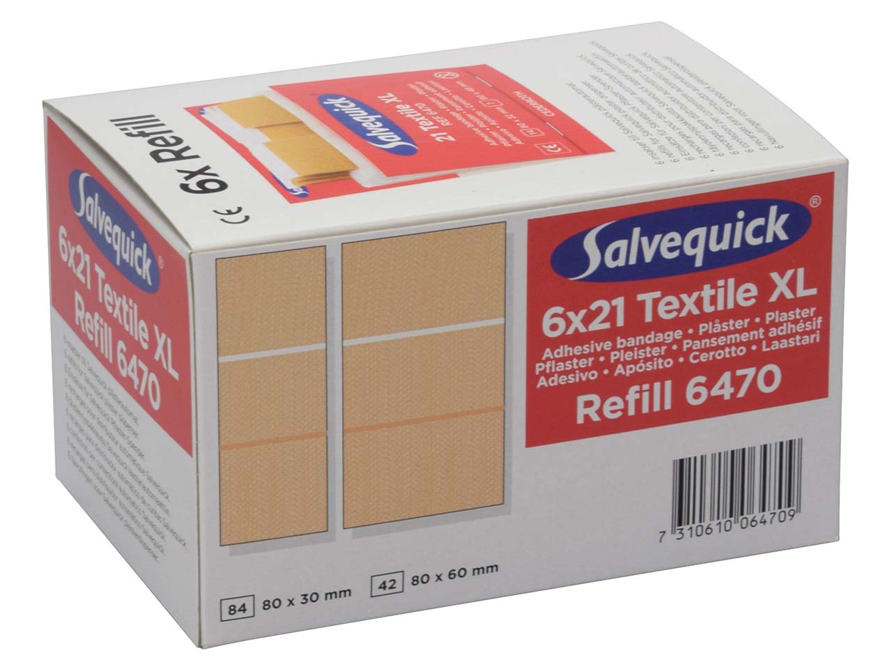 6 x 21 Stk. Salvequick Pflaster-Abschnitte "REF 6470" elastisch 8 x 3,2/4,8 cm
