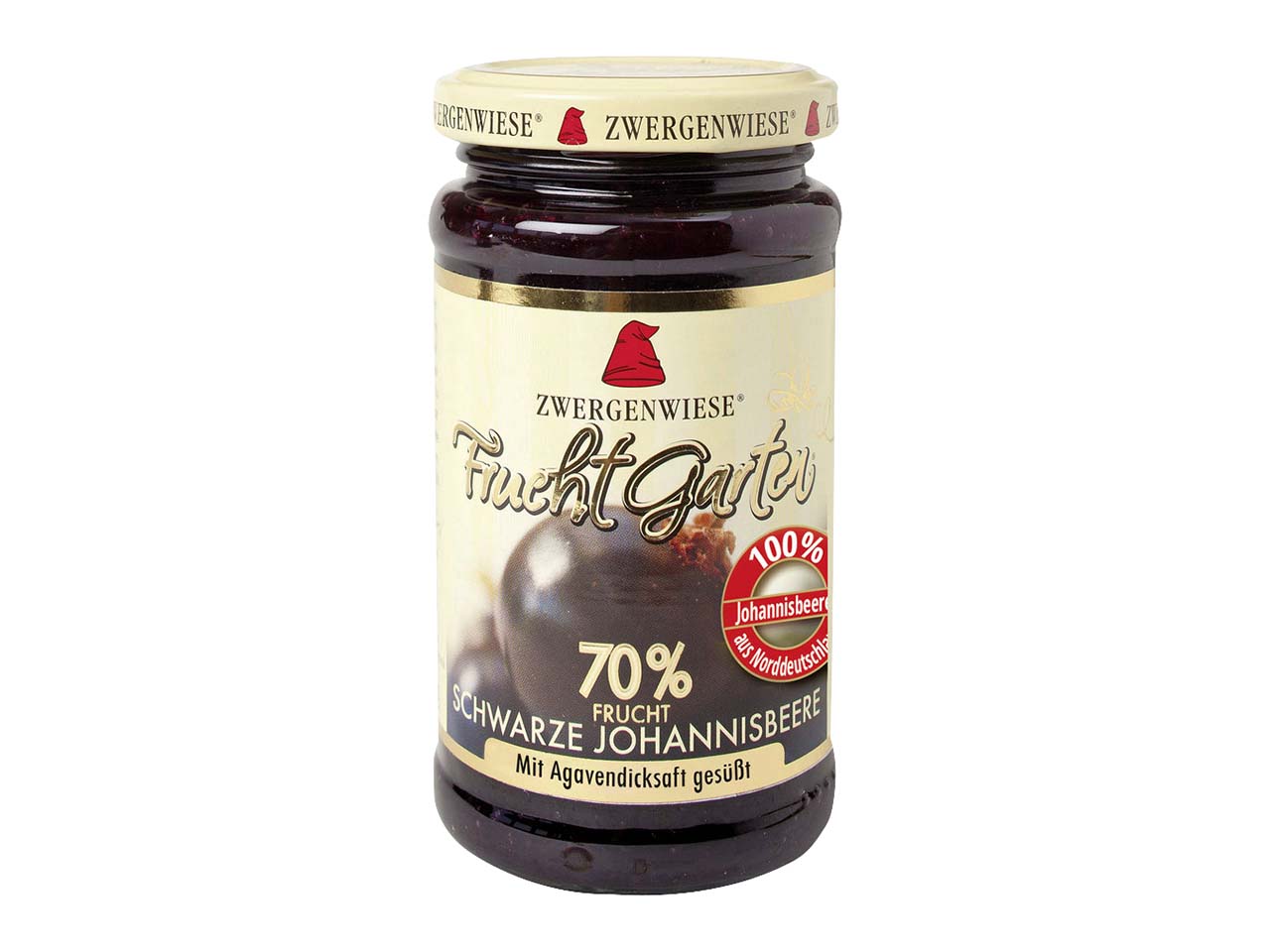 Zwergenwiese Bio-Fruchtaufstrich "Fruchtgarten" Schwarze Johannisbeere, 70 % Fruchtanteil,