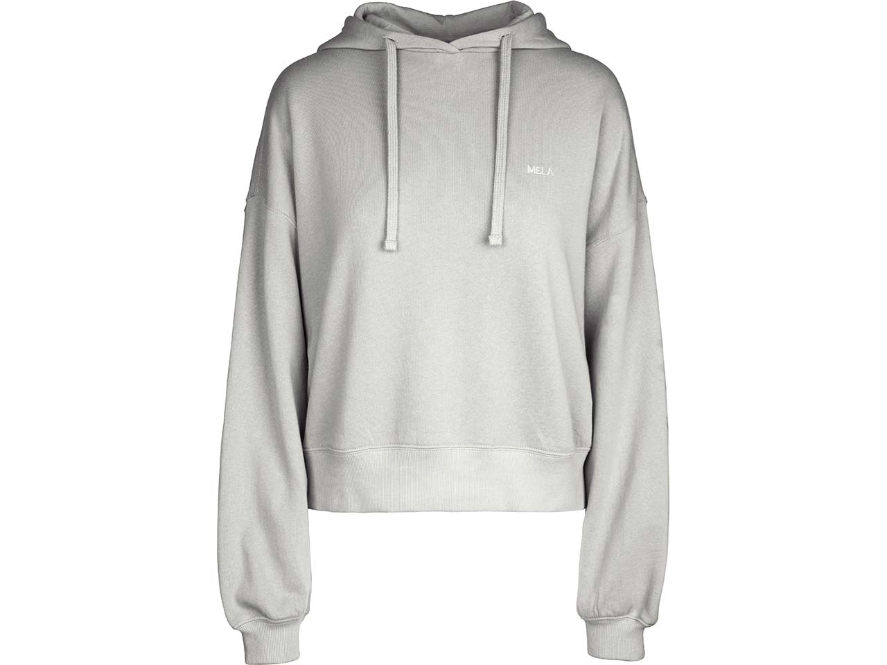 MELA Bio-Damen-Hoodie "SIMRAN" mit überschnittenen Schultern, grau melange, Gr. L