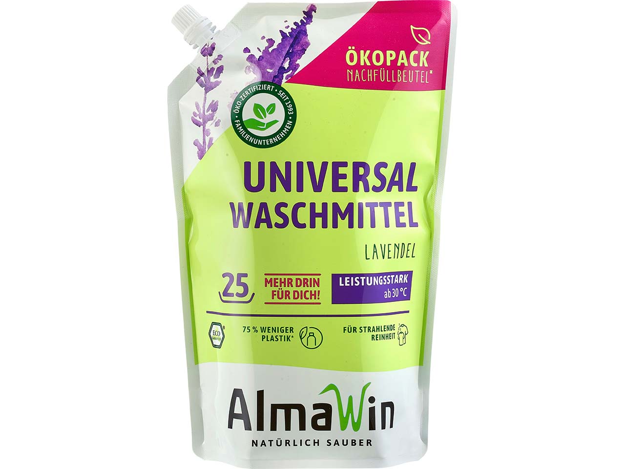 AlmaWin Nachfüllbeutel Universalwaschmittel "Lavendel" 1,5 l