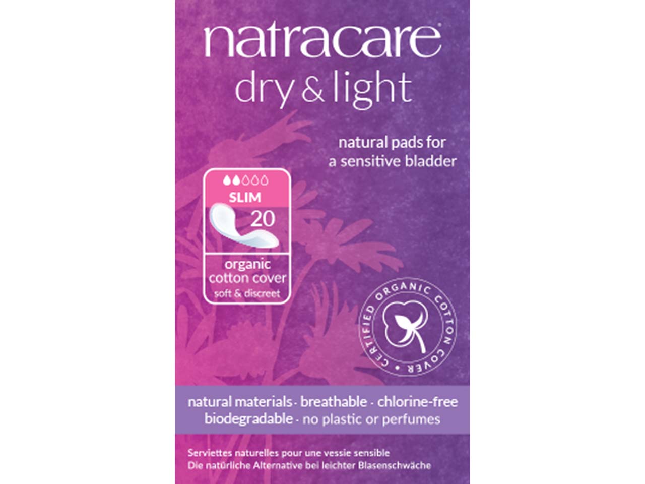 20 natracare Inkontinenzeinlagen "Dry & Light Slim" bei leichter Blasenschwäche