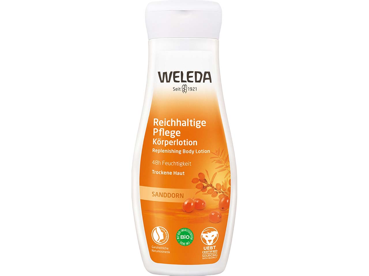 WELEDA Bio-Körperlotion "Reichhaltige Pflege" mit Sanddorn, 200 ml