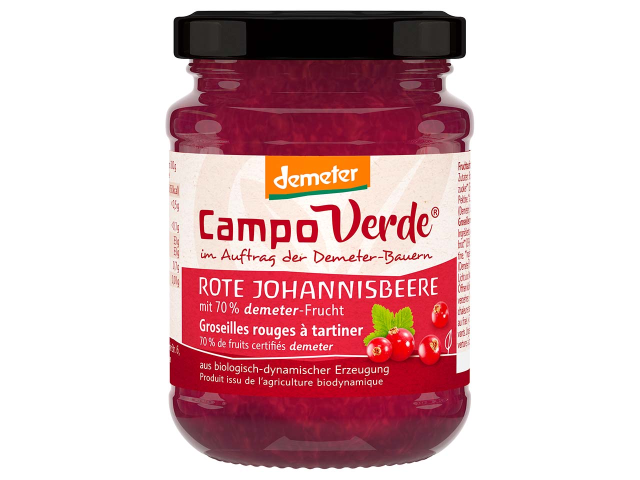 Campo Verde Fruchtaufstrich, rote Johannisbeere, 200 g