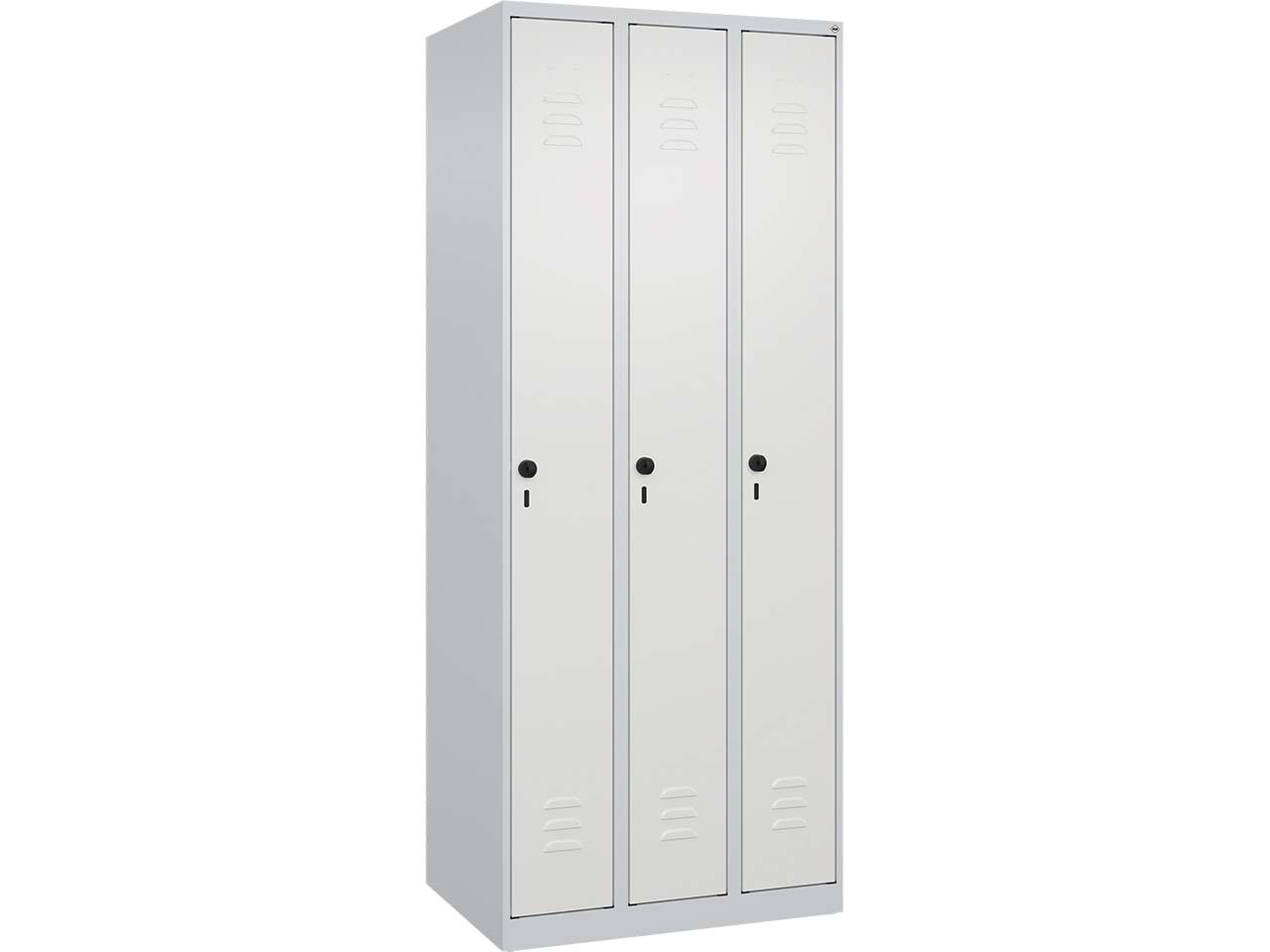 C+P Spind Classic PLUS, 3 Abteile, 1850x750x500mm, Lichtgrau/Verkehrsweiß