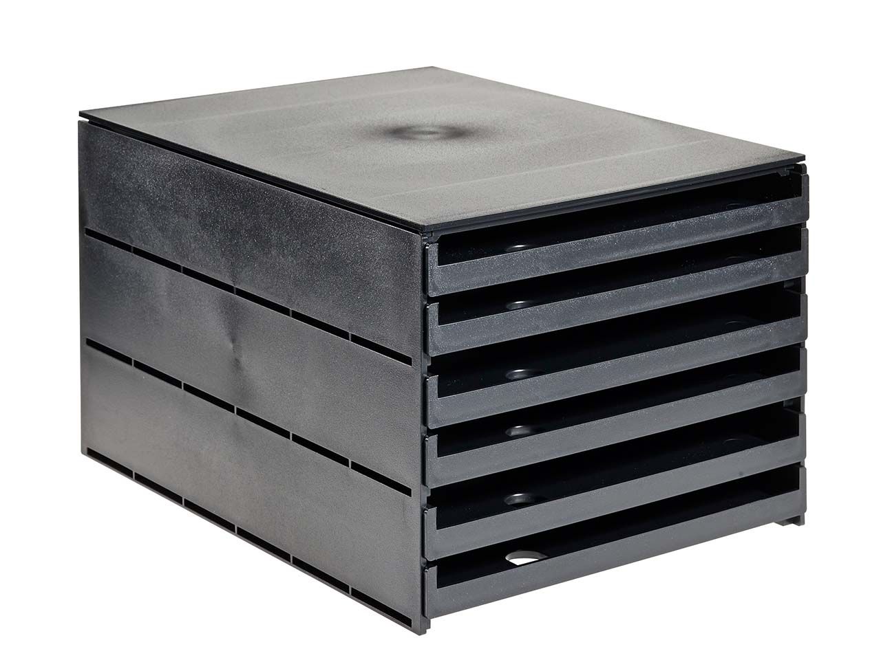 Styroval pro Box mit 6 Schubladen offen, oeko-schwarz