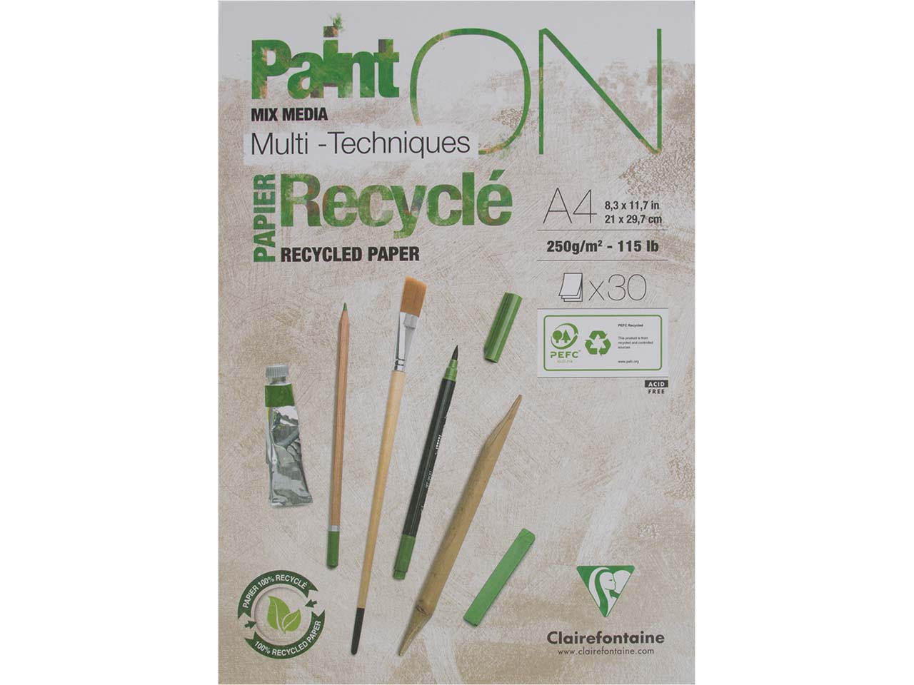 Clairfontaine Zeichenblock 'Paint'ON Mix Media', DIN A4, 30 Blatt