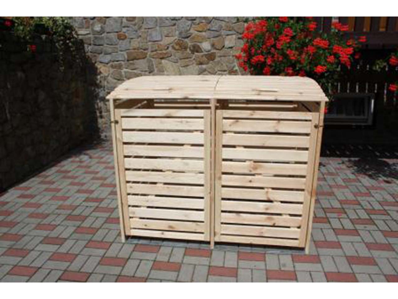 Mülltonnenbox 'Vario III' für zwei Tonnen, natur