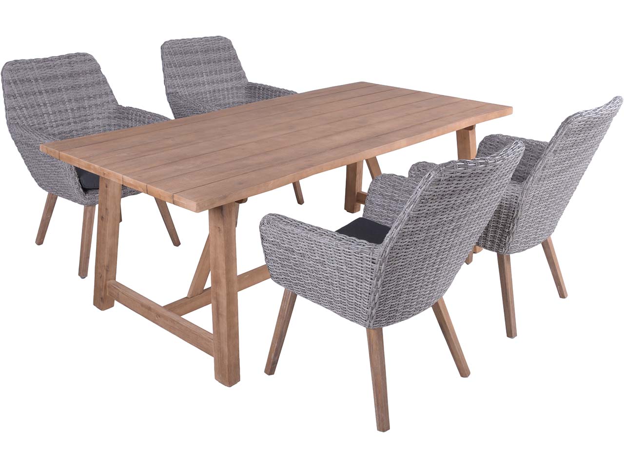 Gartenmöbel-Set "OAKLAND/RAPALLO 01" 5-tlg. 1 Tisch Akazie, 4 Sessel KSgefl. grau