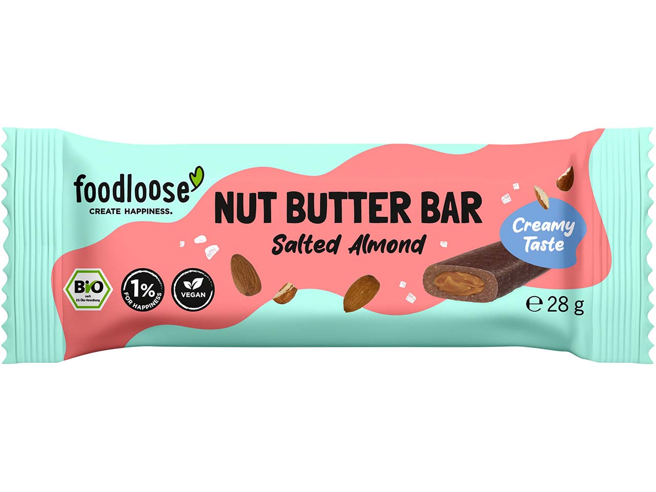 foodloose Bio-Dattelriegel mit "Salted Almond"-Füllung, 28 g