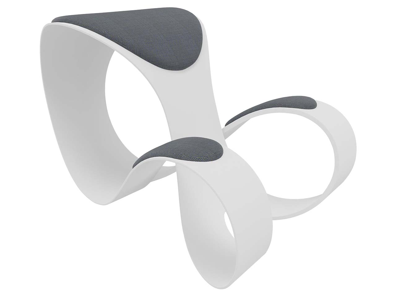 Quadrifoglio Kniehocker "Moon" Gestell weiß, Bezug blau