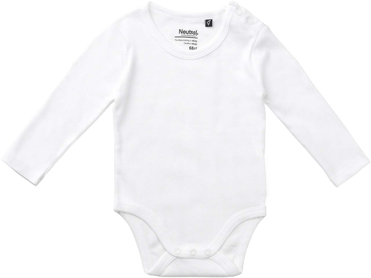 Neutral Bio-Baby-Langarmbody mit Metalldruckknöpfen an der Schulter, white, Gr. 62