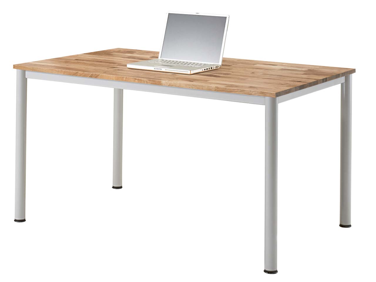 Konferenztisch "CONTACT Base" rechteckig, 160 x 80 cm, silber, Eiche geölt