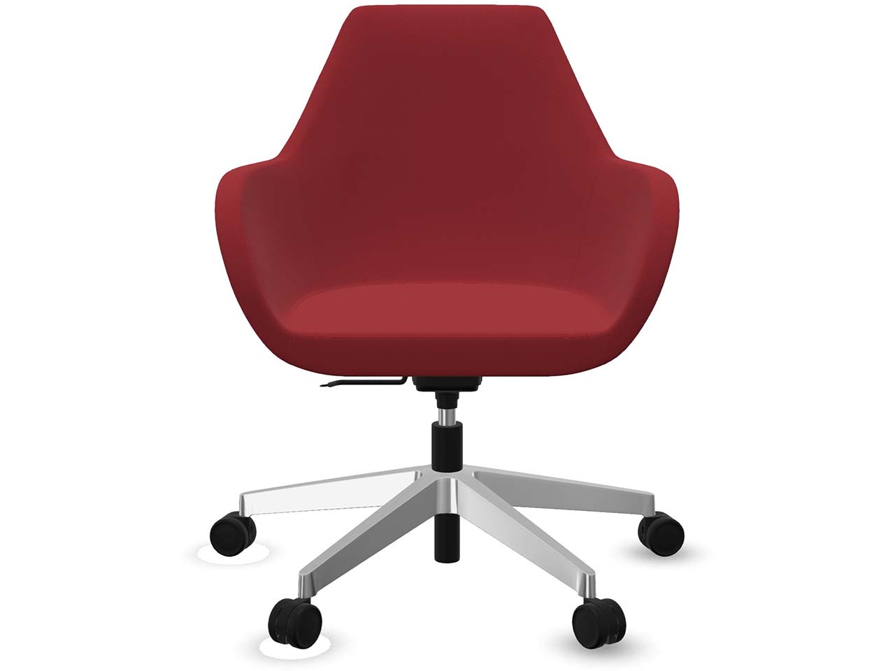 Profim Bürodrehstuhl "FAN" mit Wippmechanik und Fußkreuz, silber, Stoff: rot