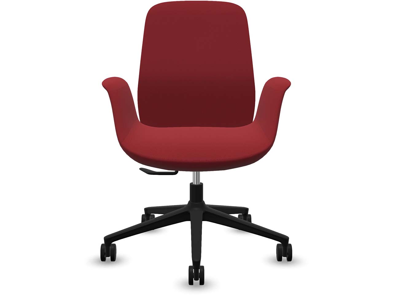 Profim Bürodrehstuhl „ELLIE PRO“ mit Armlehnen, schwarz, Stoff: rot