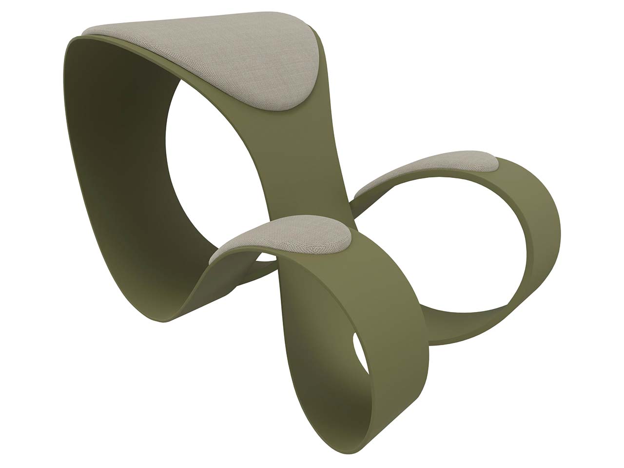 Quadrifoglio Kniehocker "Moon" Gestell grün, Bezug beige