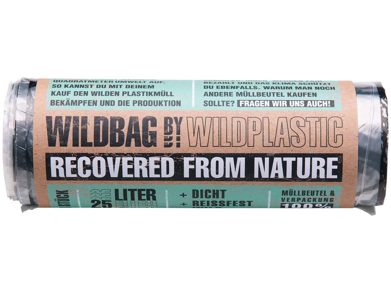 Wildplastic Müllbeutel 25 l "Wildbag" aus Recyclingkunststoff, 15 Stk.