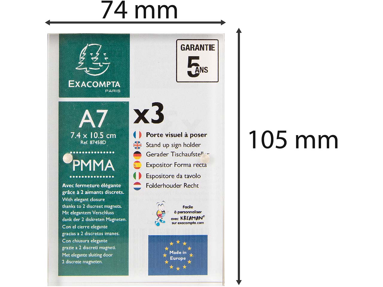 3er-Pack Exacompta Tischaufsteller "Exacryl" mit Magnetverschluss, (2x6mm) DIN A7 3er-Pack Exacompta Tischaufsteller "Exacryl" mit Magnetverschluss, (2x6mm) DIN A7