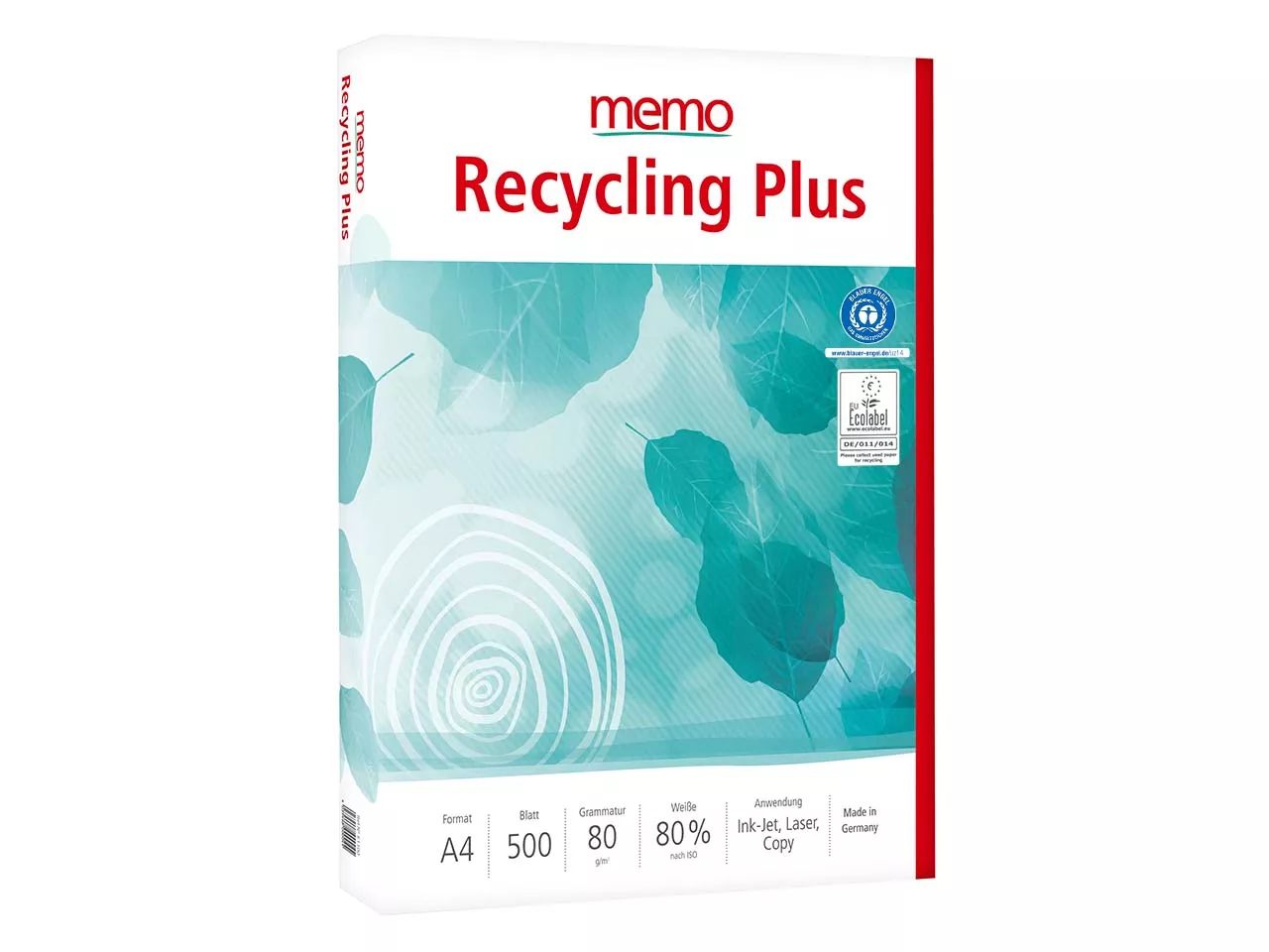 500 Blatt memo Multifunktionales Kopierpapier 'Recycling Plus' DIN A4, 80 g/m²