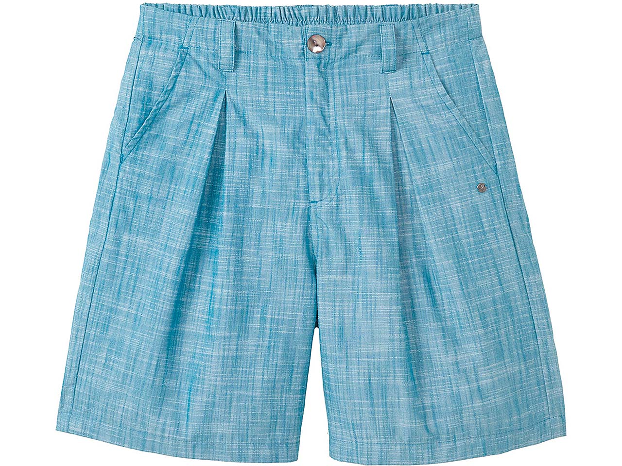 tranquillo Bio-Damen-High-Waist-Short in Leinenoptik, teal, Gr. 36
