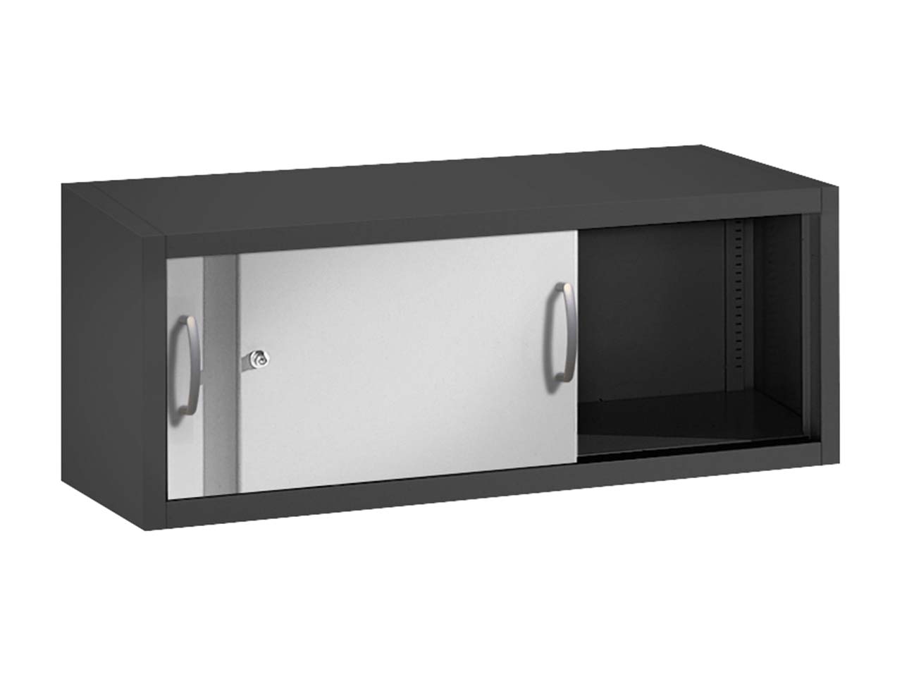 Aufsatzschrank Schiebetürenschränke aus Stahl 120 cm breit anthrazit/alusilber  T 50  H 50