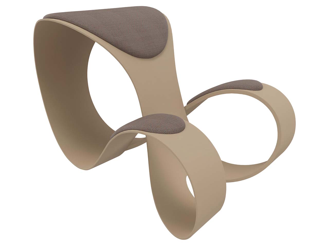 Quadrifoglio Kniehocker "Moon" Gestell beige, Bezug braun