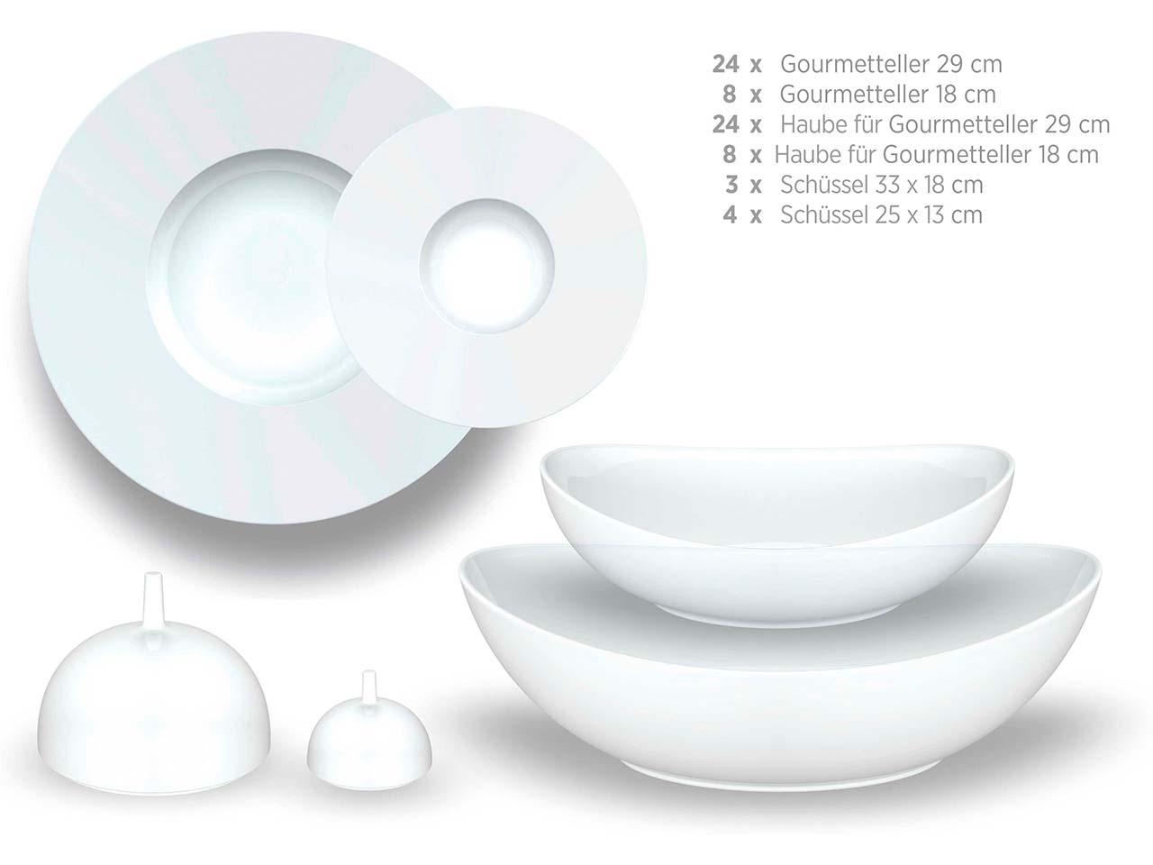 Mäser Geschirrset 71-tlg. "Saturno" Porzellan, weiß