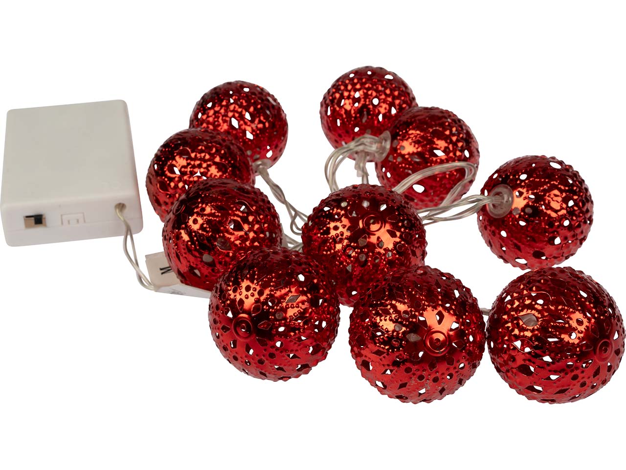 Konstsmide LED-Dekolichterkette "Kugeln" rot, 10 Dioden warmweiß