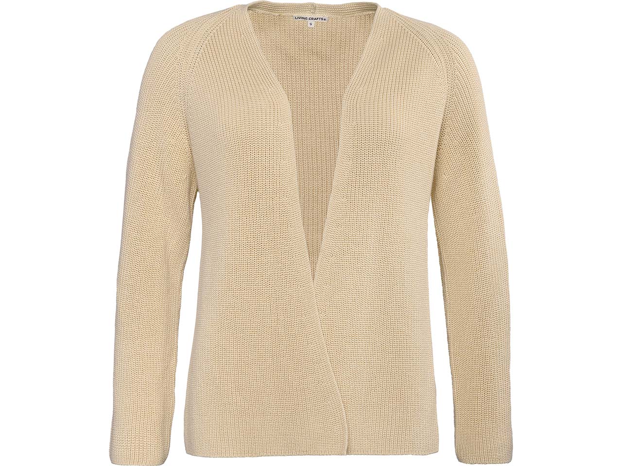 Living Crafts Bio-Damen-Strickjacke "OLIVIA" ohne Verschluss , sand, Gr. L