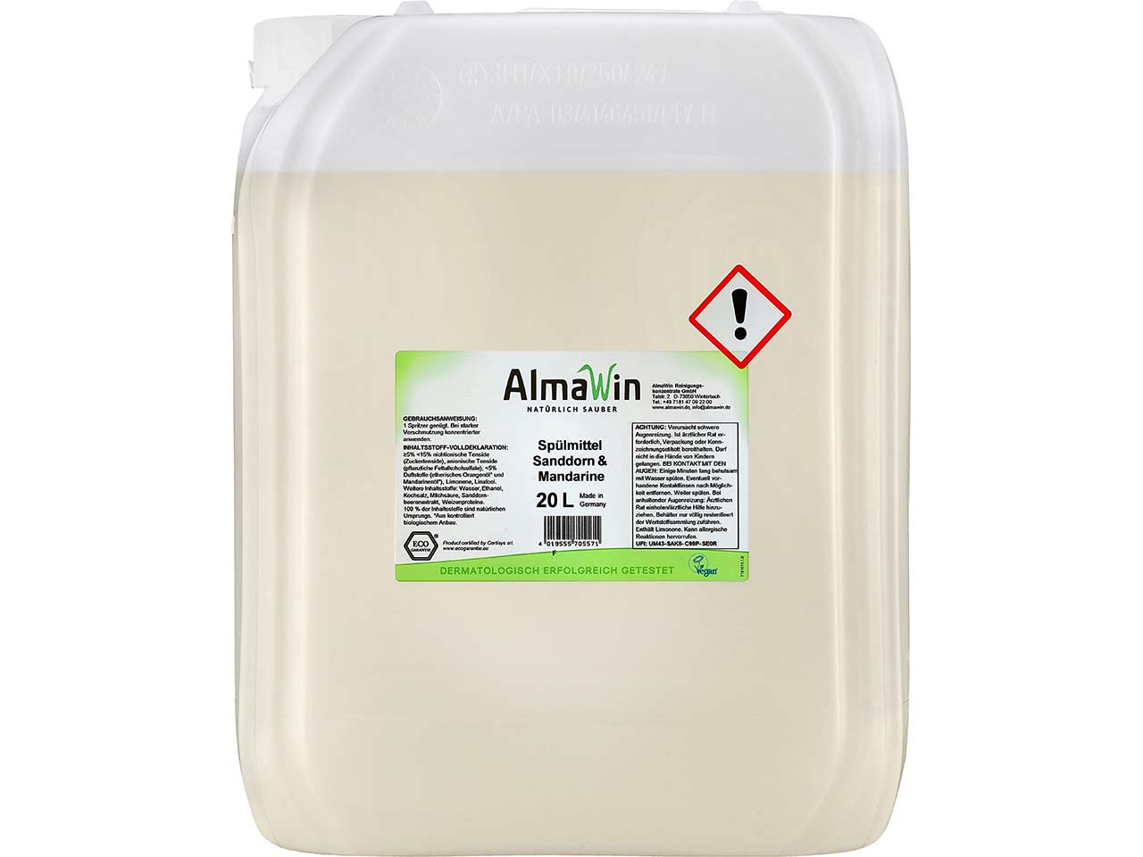AlmaWin Spülmittel "Sanddorn & Mandarine" Kanister, 20 l, Nachfüllung