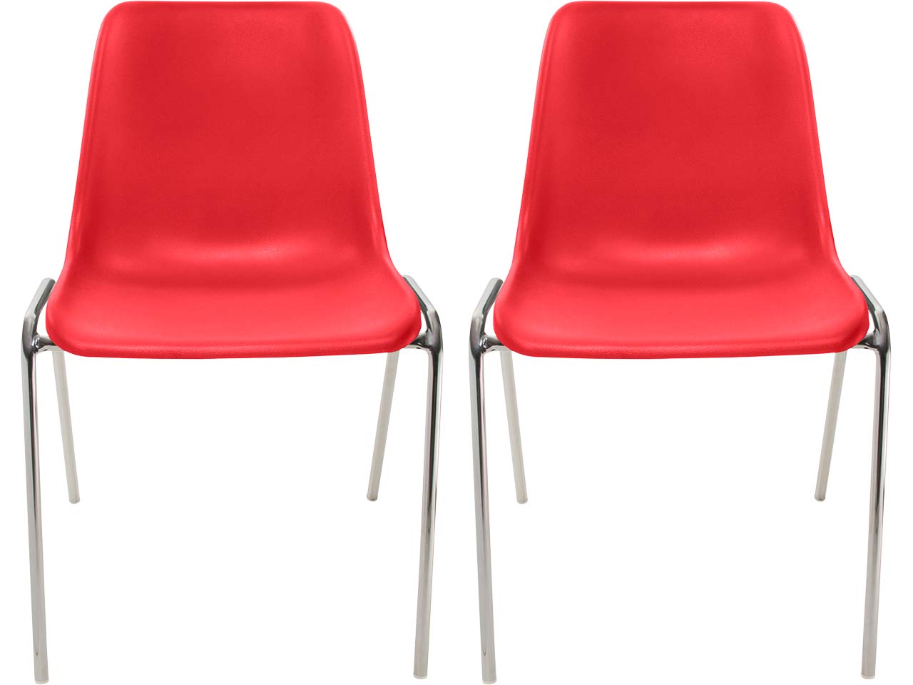 2x Besucherstuhl "ECO" Gestell verchromt, Kunststoffschale rot