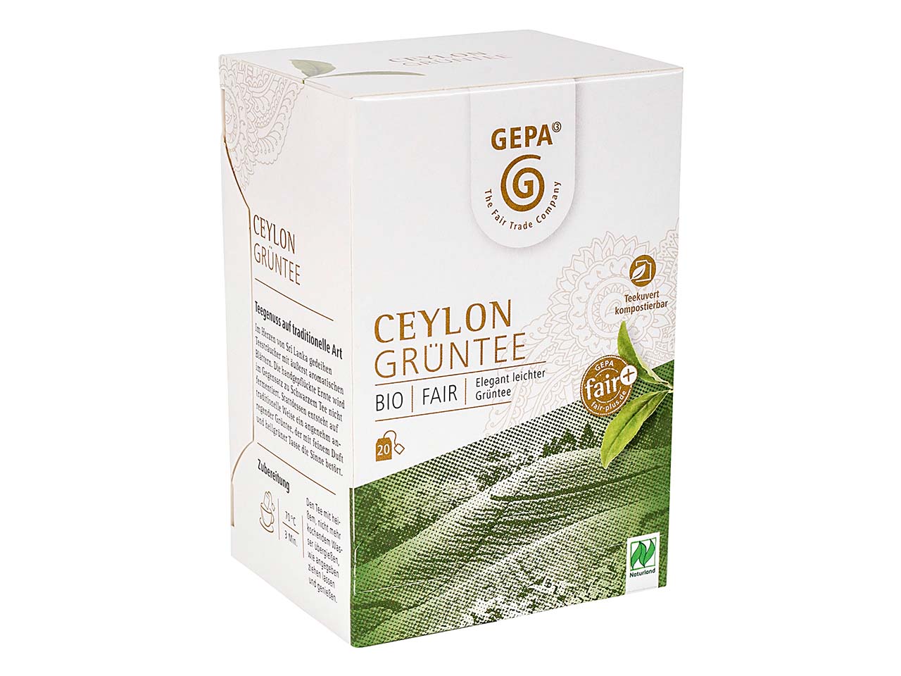 GEPA Grüner Bio-Tee Ceylon , 20 x 2 g