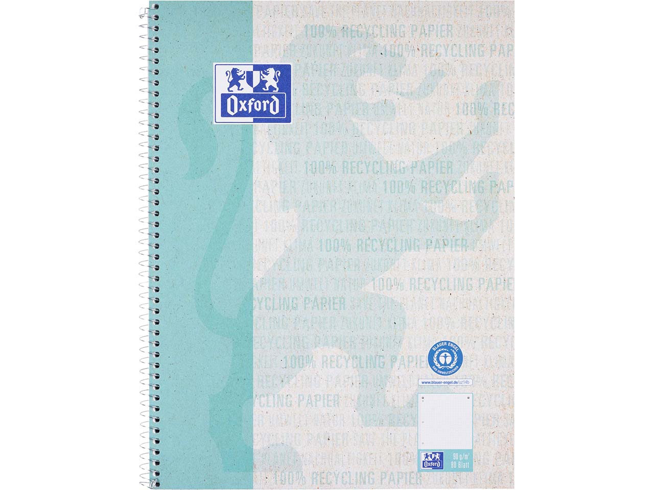 OXFORD Recycling Collegeblock A4+, 80 Blatt, punktkariert, 90 g/m²