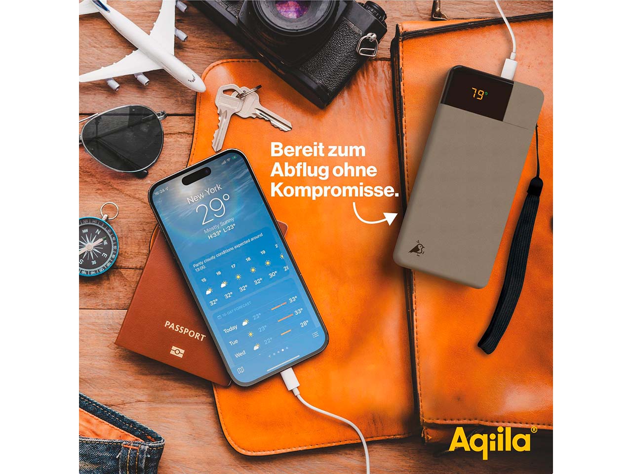 Aqiila Powerbank "Powerbird B20" 20.000 mAh, moosgrün