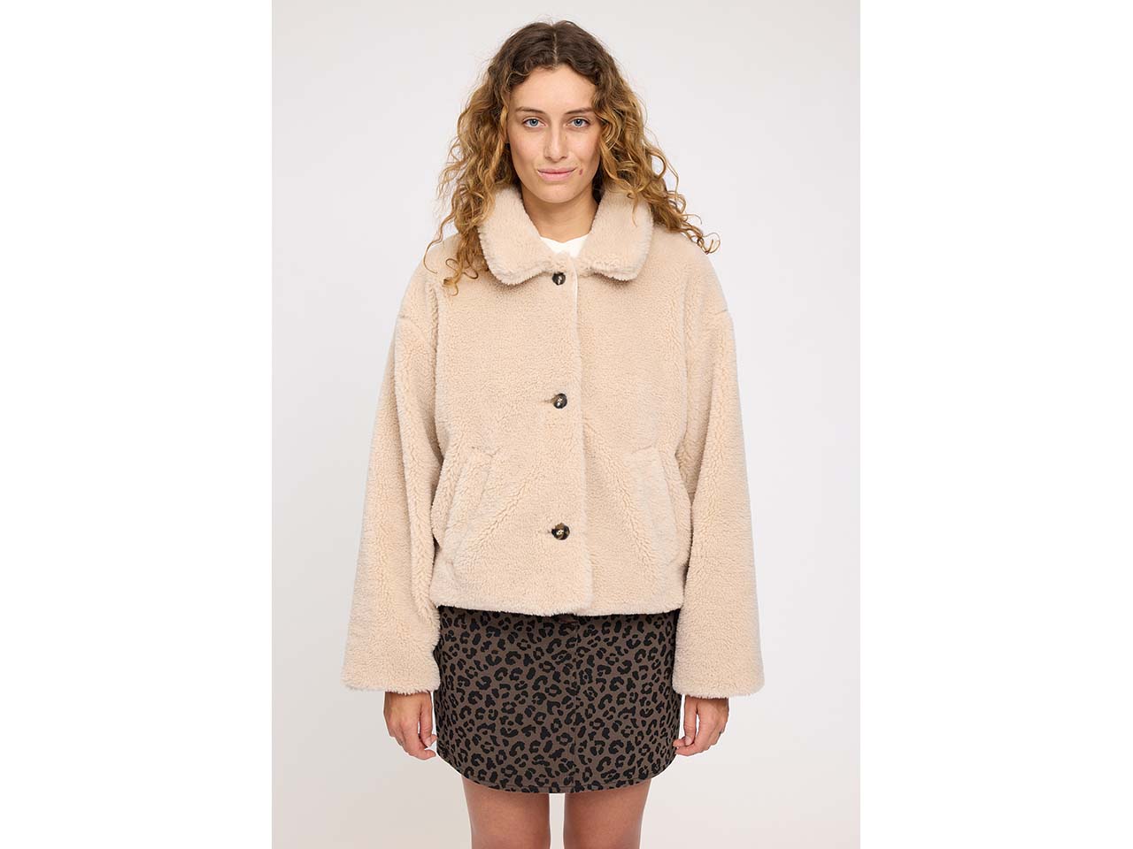MAZINE Damen-Winterjacke "Faux-Fur" mit Knöpfen, natural, Gr. XS