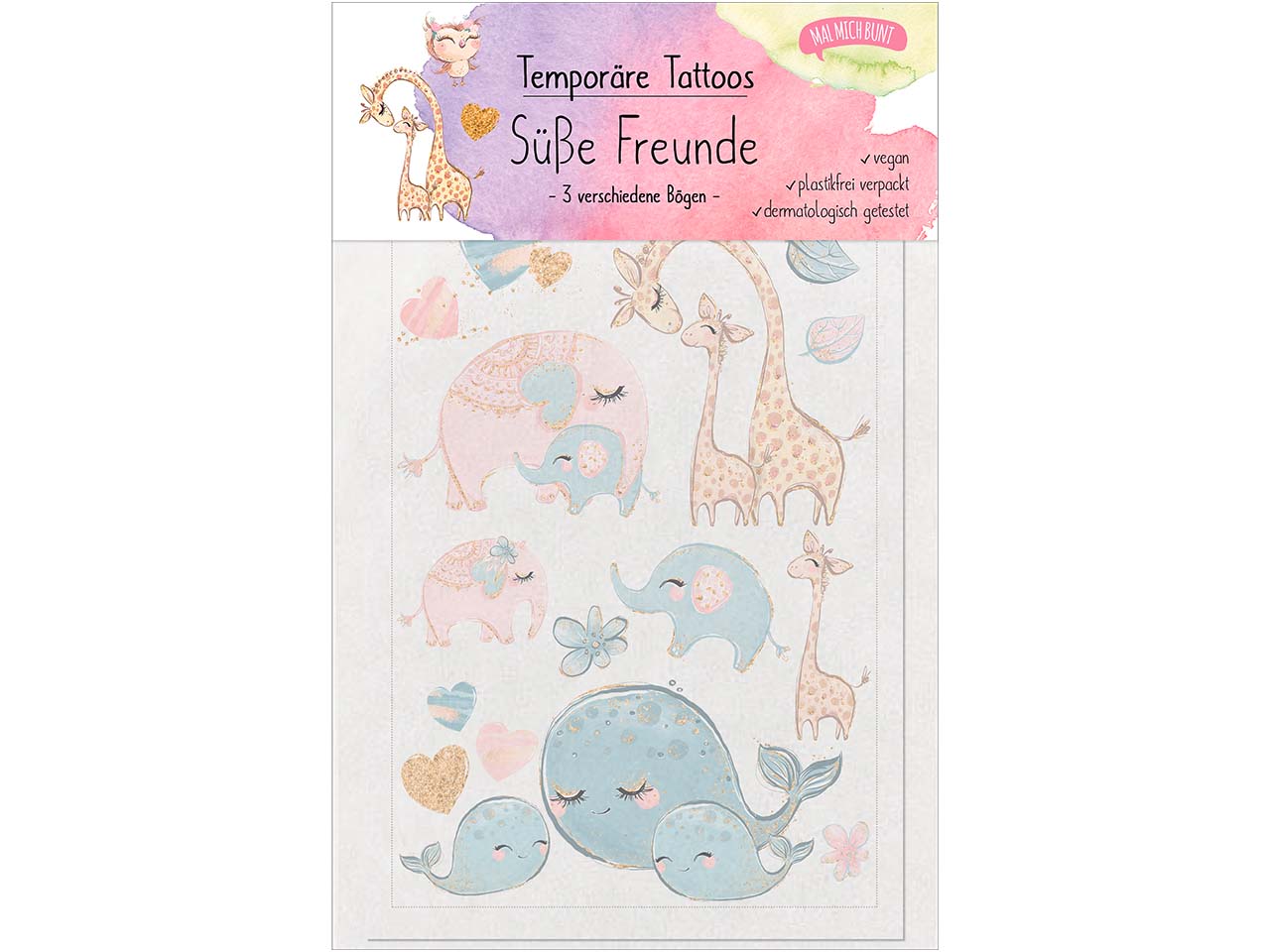 MAL MICH BUNT Kindertattoo-Set "Süße Freunde"