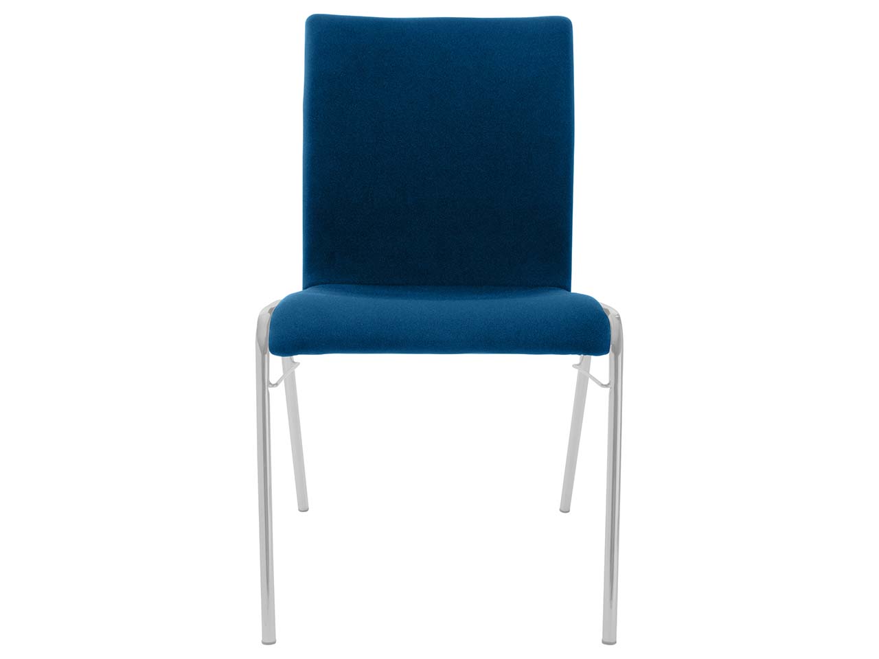 Besucherstuhl 'A45' Buche, Gestell silber, Steg, Vollpolster blau