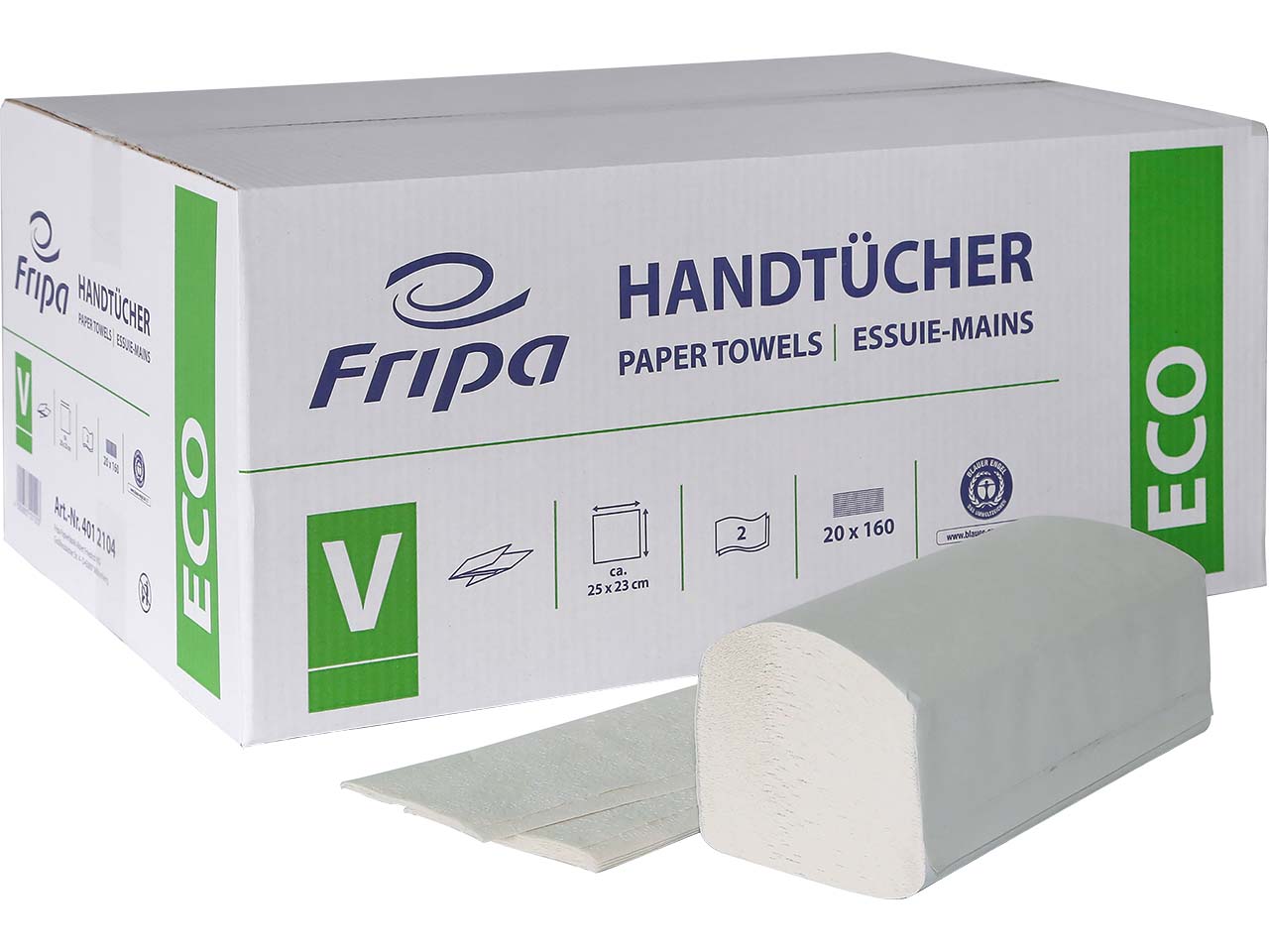 Fripa 3200 Papierhandtücher, 25 x 23 cm, 2-lagig, natur, V-Falz