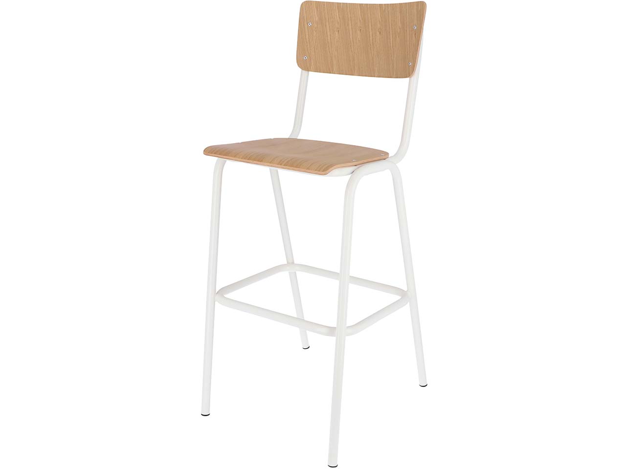 Jan Kurtz Barhocker "Zero" H 75 cm, aus Stahlrohr weiß & Eiche