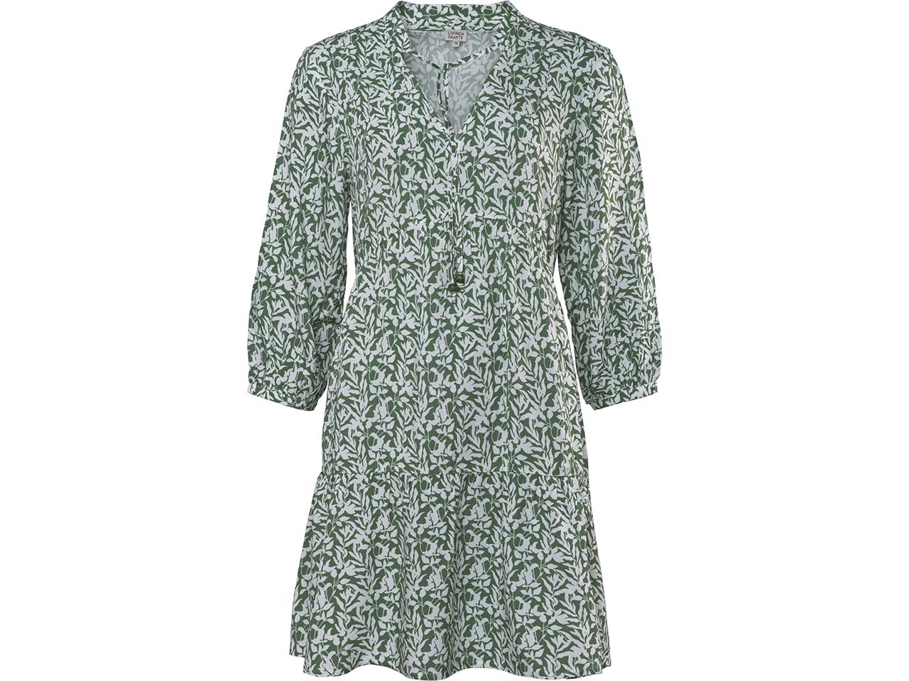 Living Crafts Damen-Kleid "OMARA" mit Bändern am Ausschnitt, leafs, Gr. 40