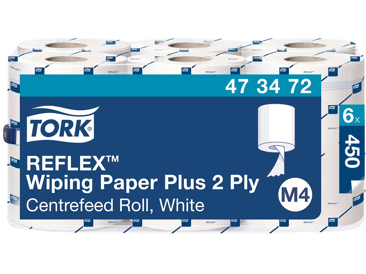 Tork Reflex Mehrzweck-Papierwischtücher M4, 6 x 450 Blatt, 2-lagig, weiß