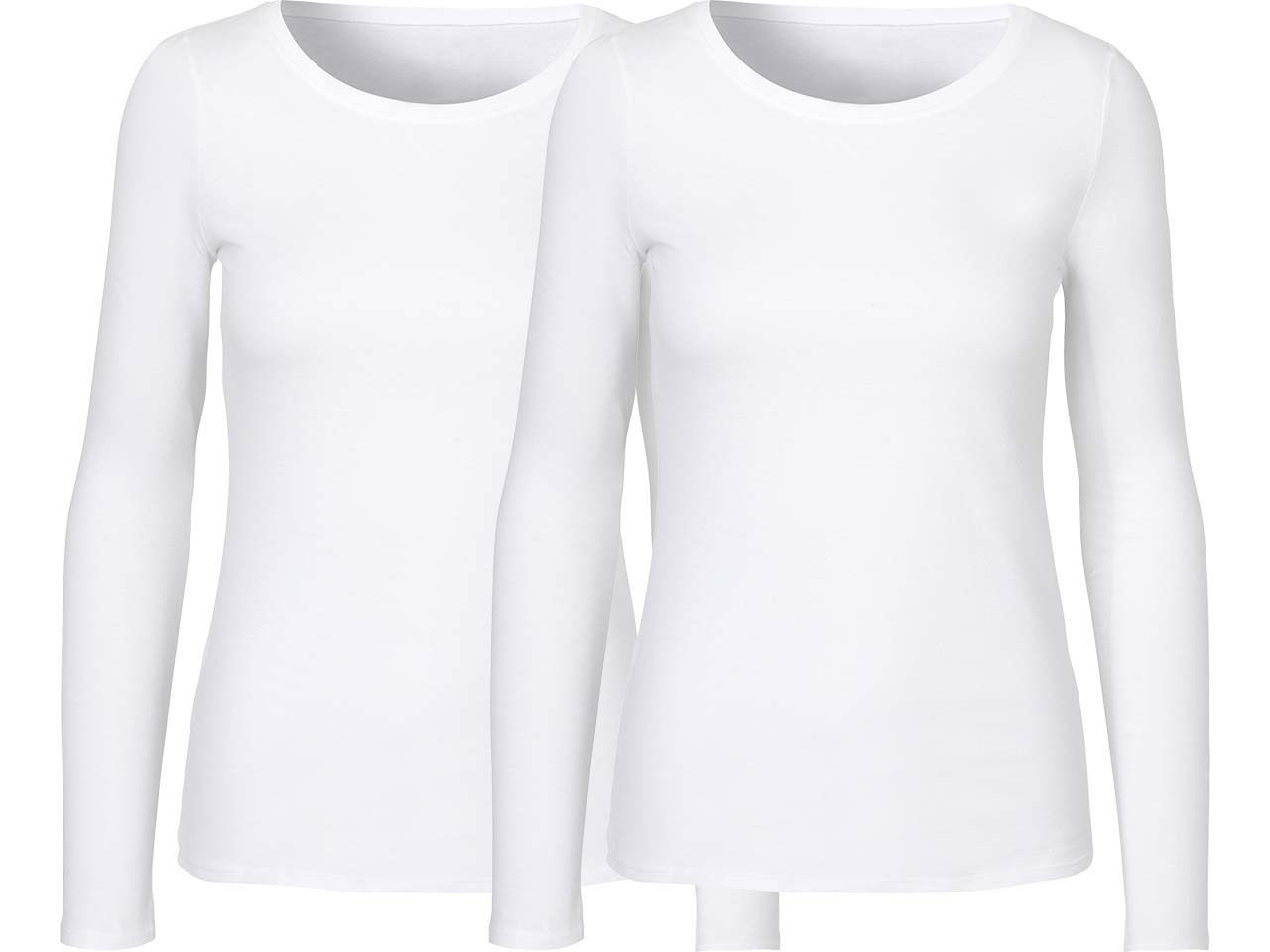 Neutral 2er-Pack Bio-Damen-Langarmshirt mit Rundhalsausschnitt, weiß, Gr. S
