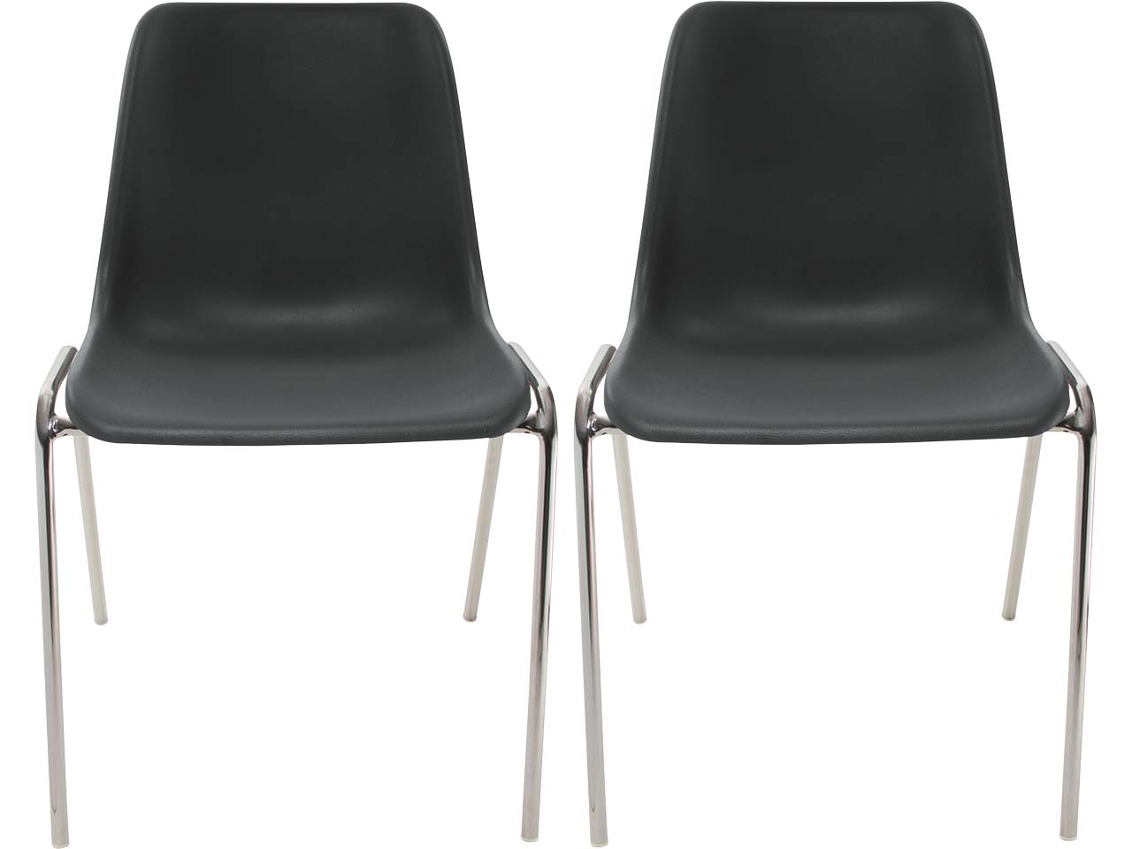 2x Besucherstuhl "ECO" Gestell verchromt, Kunststoffschale schwarz