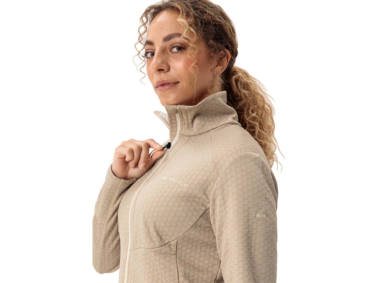 VAUDE Damen-Softshell-Fleecejacke 'Skomer Hiking SC' mit Stehkragen, linen, Gr. 36